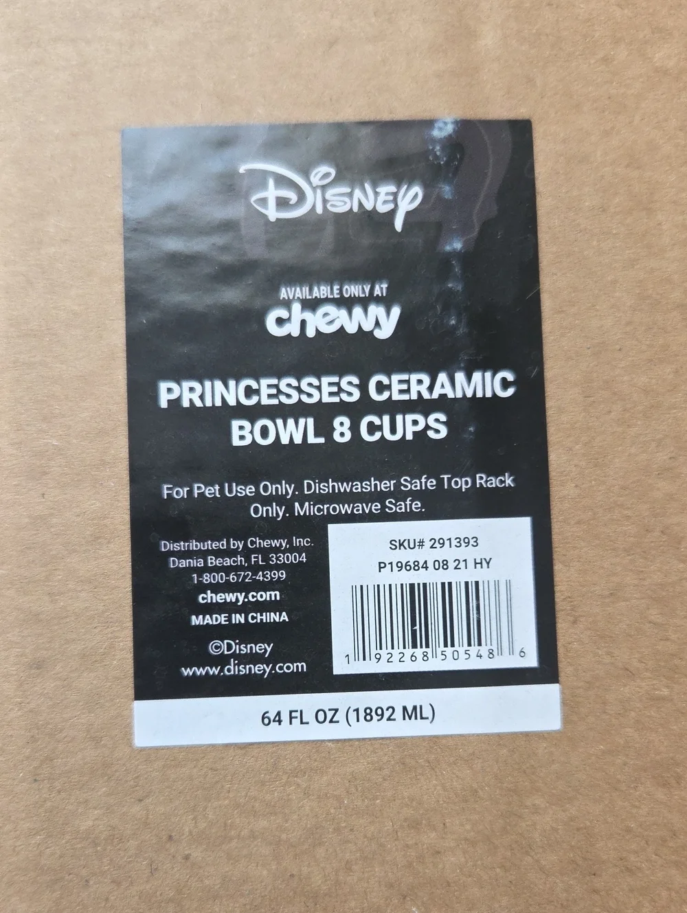 Disney Princesses Ceramic Non-Skid Dog Bowl 8 Cups